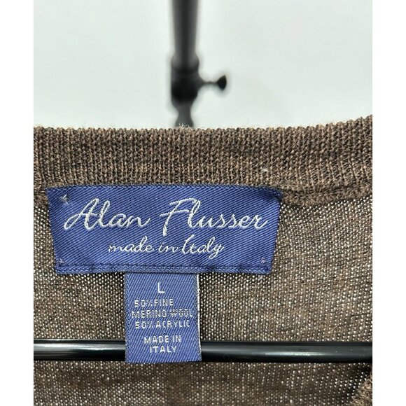 Alan Flusser Mens Brown Argyle Sweater Vest Sz L - Picture 5 of 7